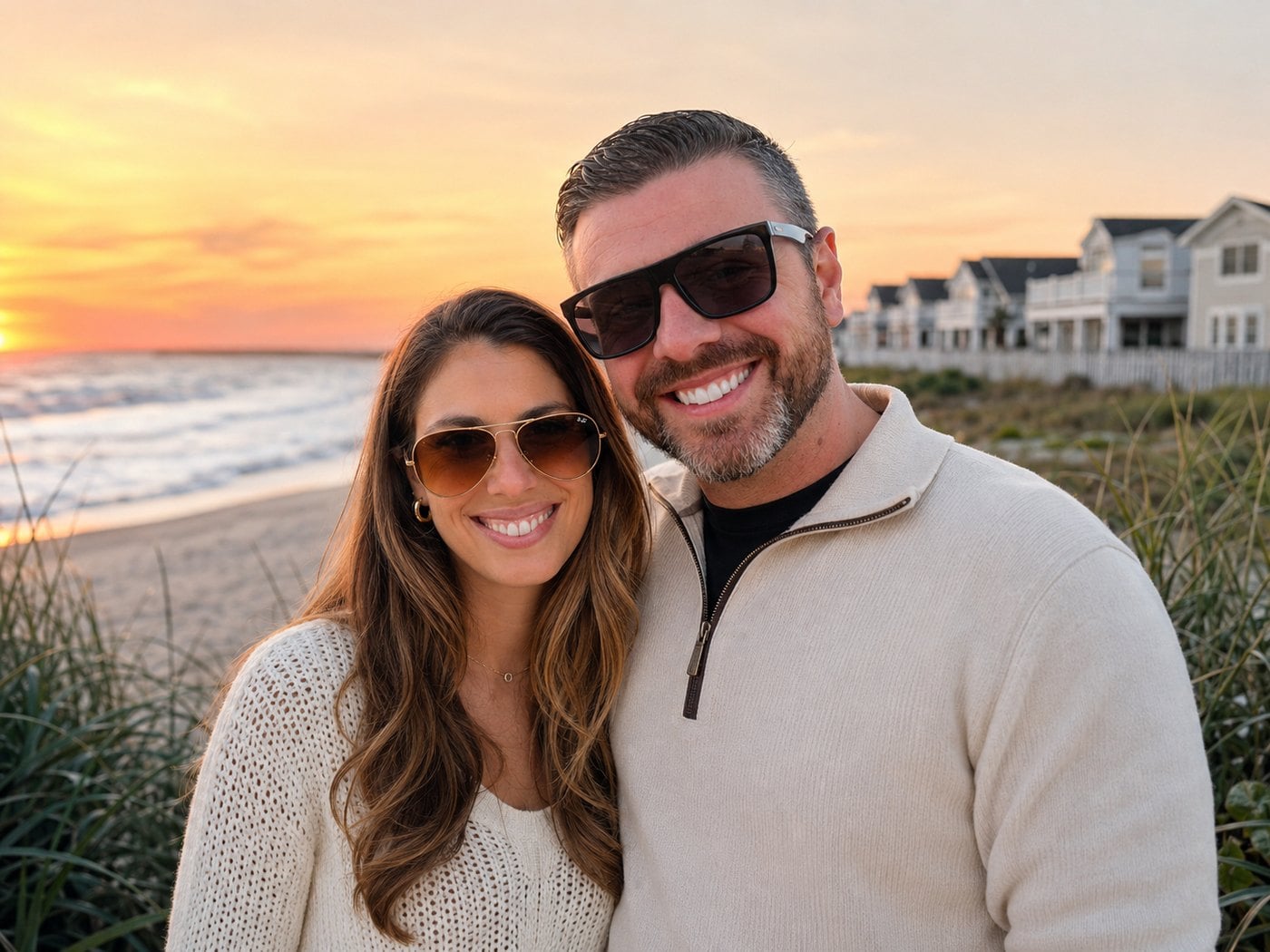 Cody and Alexandra at the beach at sunset