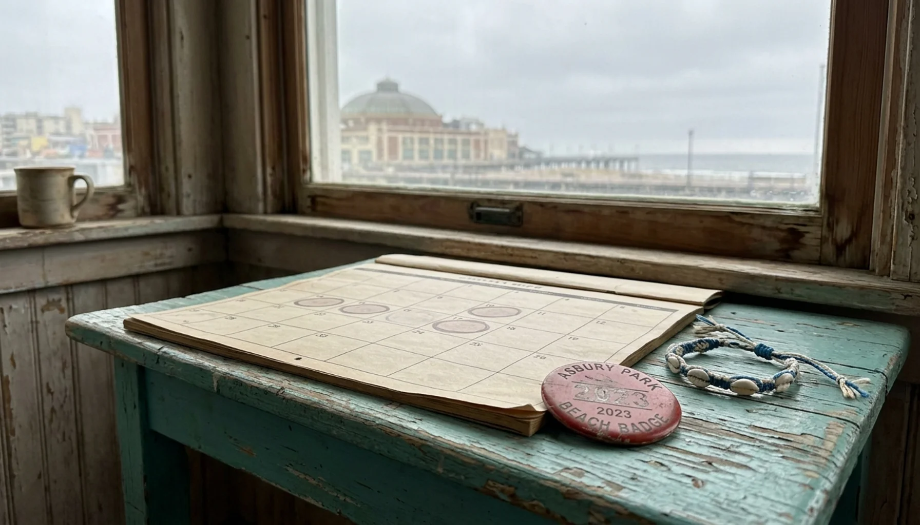 Wall calendar and beach badge symbolizing where to stay in Asbury Park, NJ rental bookings