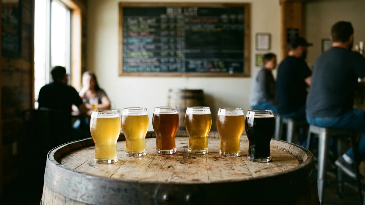 New Jersey craft beer tasting flight at a local brewery