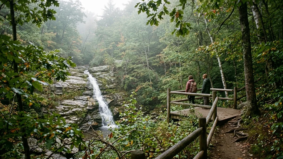 New Jersey hiking trails waterfall at Buttermilk Falls