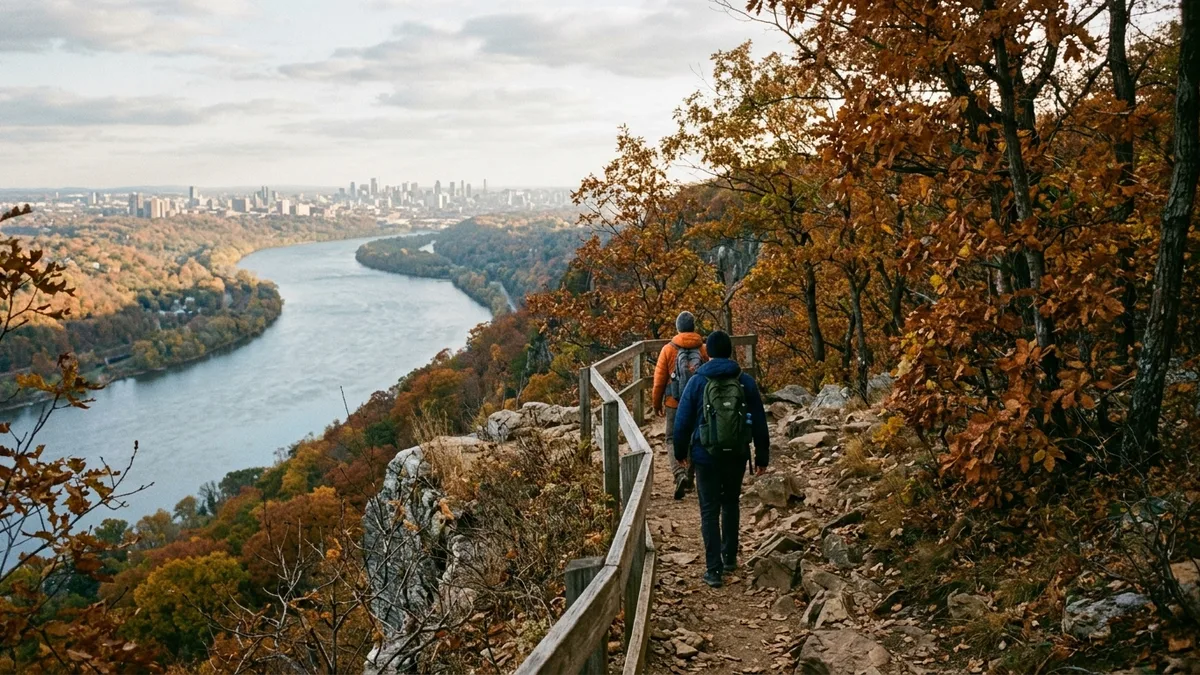 scenic New Jersey hiking trails along river cliffs