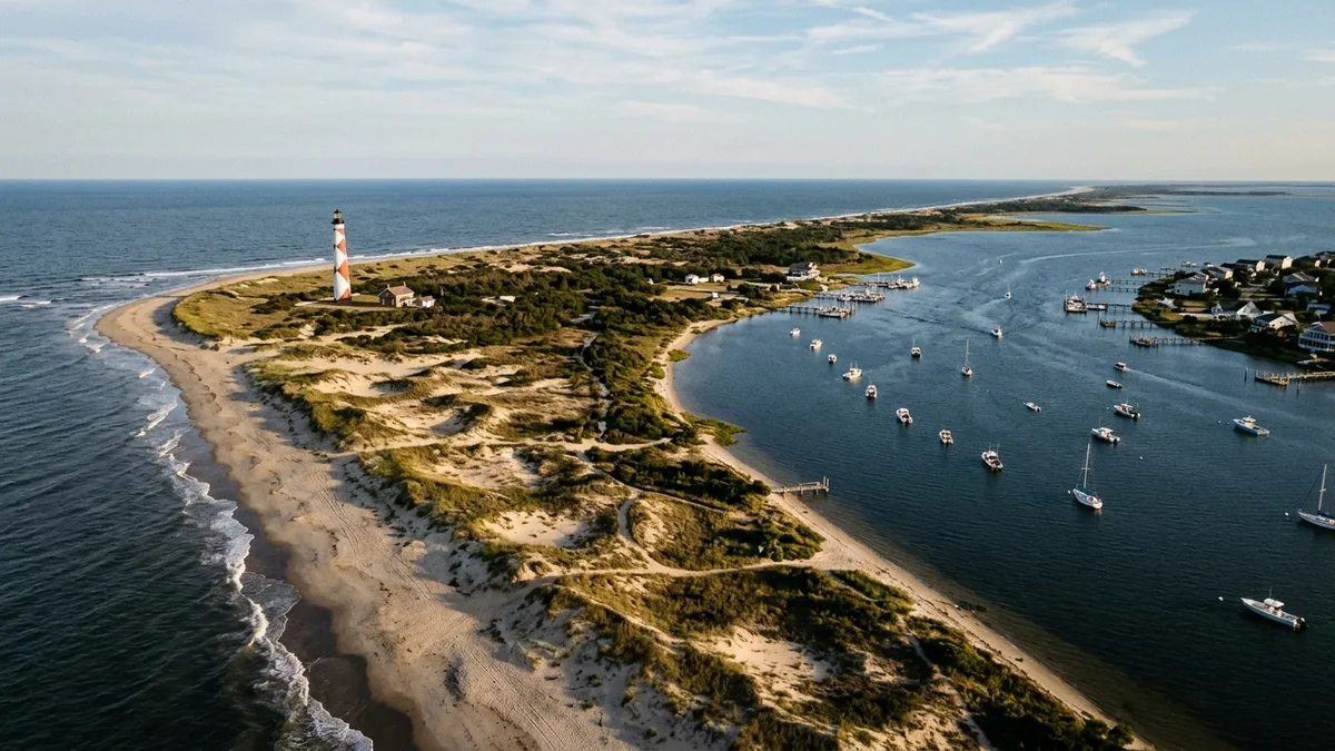 Aerial view of Long Beach Island NJ vacation rentals near the bay and beach