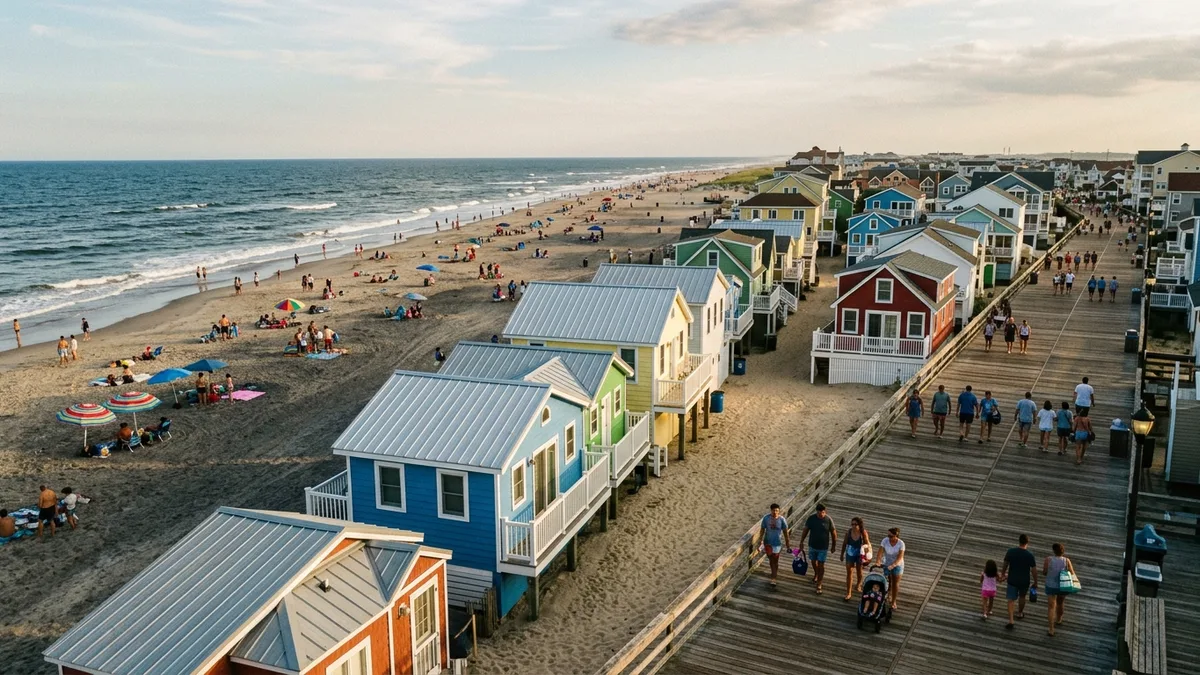 vacation rentals Monmouth County NJ boardwalk town aerial view
