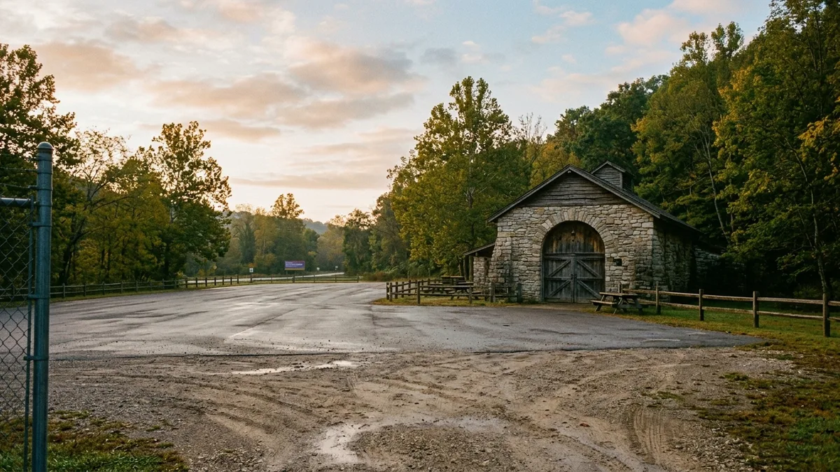 Luray Caverns entrance at opening time on a quiet weekday