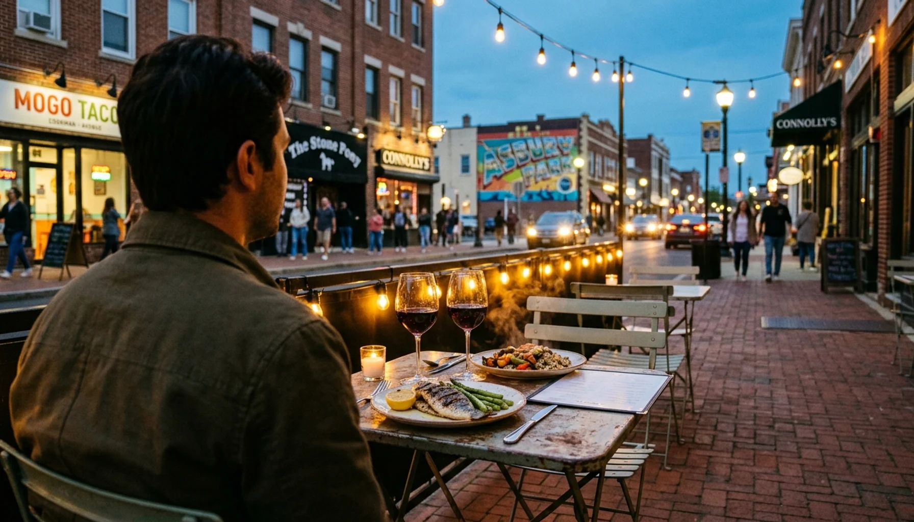 Outdoor dining table near Ocean Grove NJ, a good base for exploring New Jersey craft beer at the shore