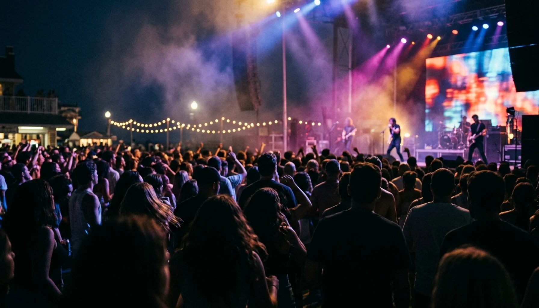 Crowd at a Jersey Shore boardwalk concert near the best place to stay in New Jersey