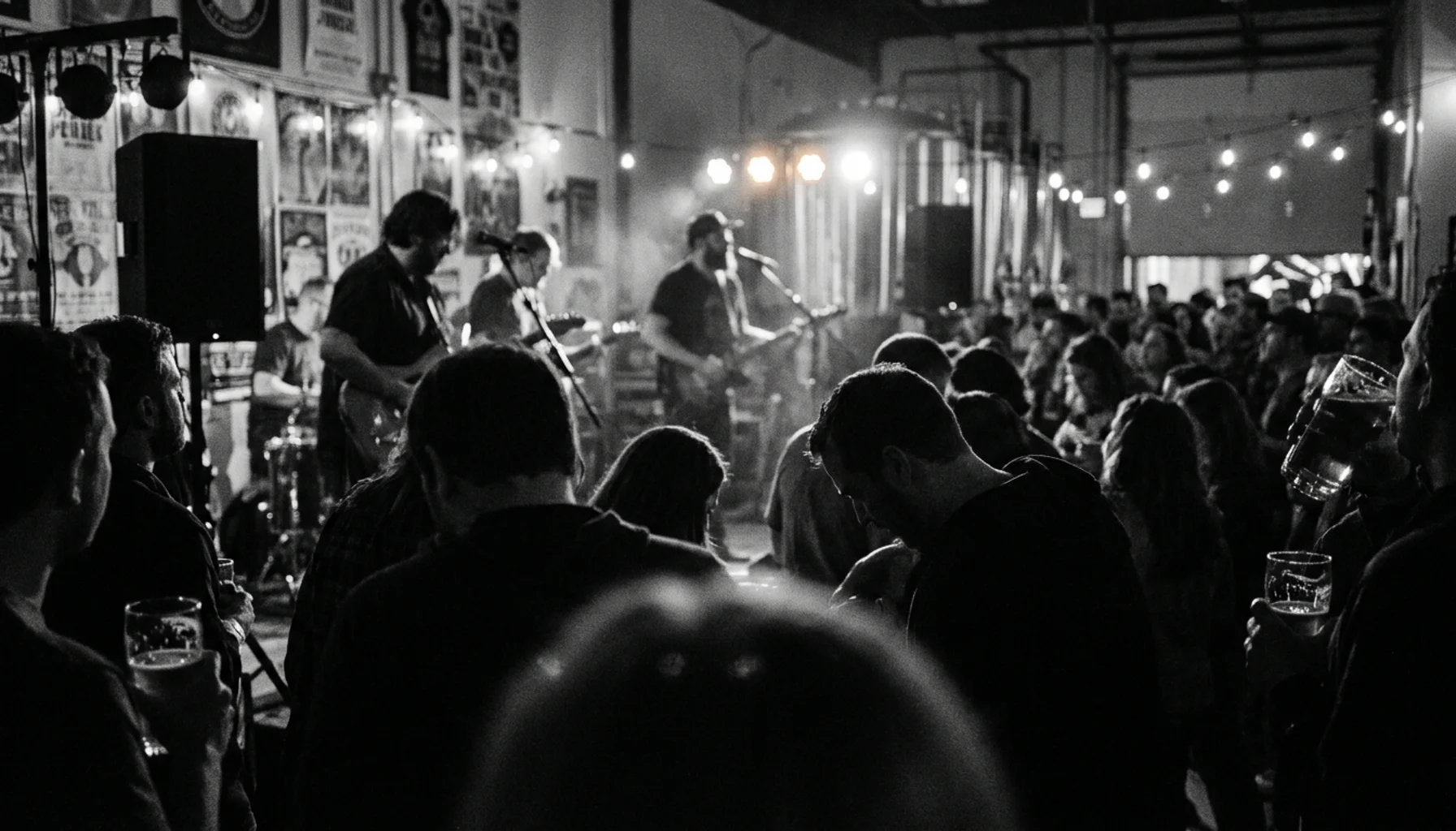 Crowd enjoying live music at a New Jersey craft beer brewery event and festival