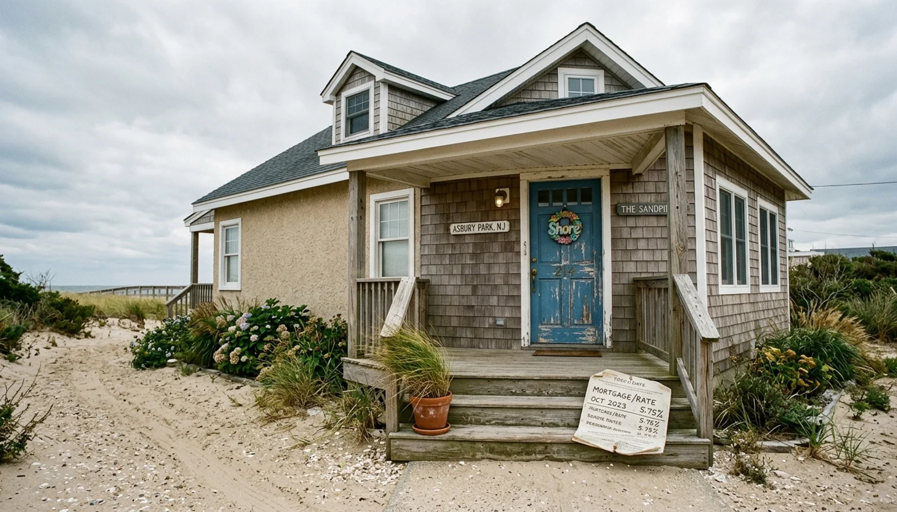 Beach cottage exterior representing property management Asbury Park, NJ costs and services