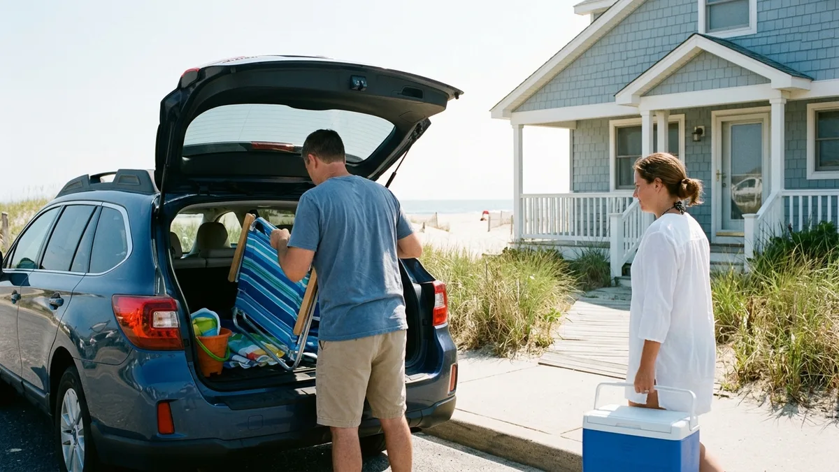 Family arriving at Jersey Shore vacation homes for rent