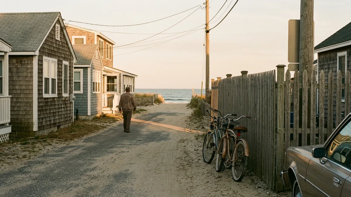 quiet Belmar street near the nightlife district at golden hour