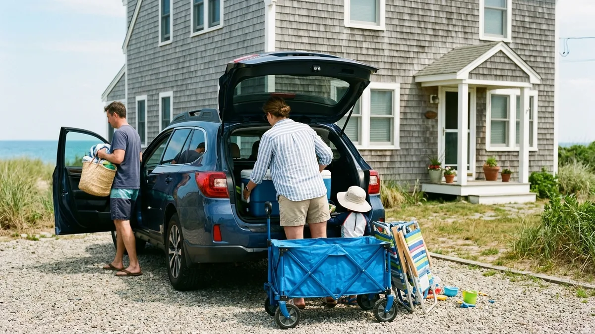 Family arriving at rentals in Seaside Heights NJ