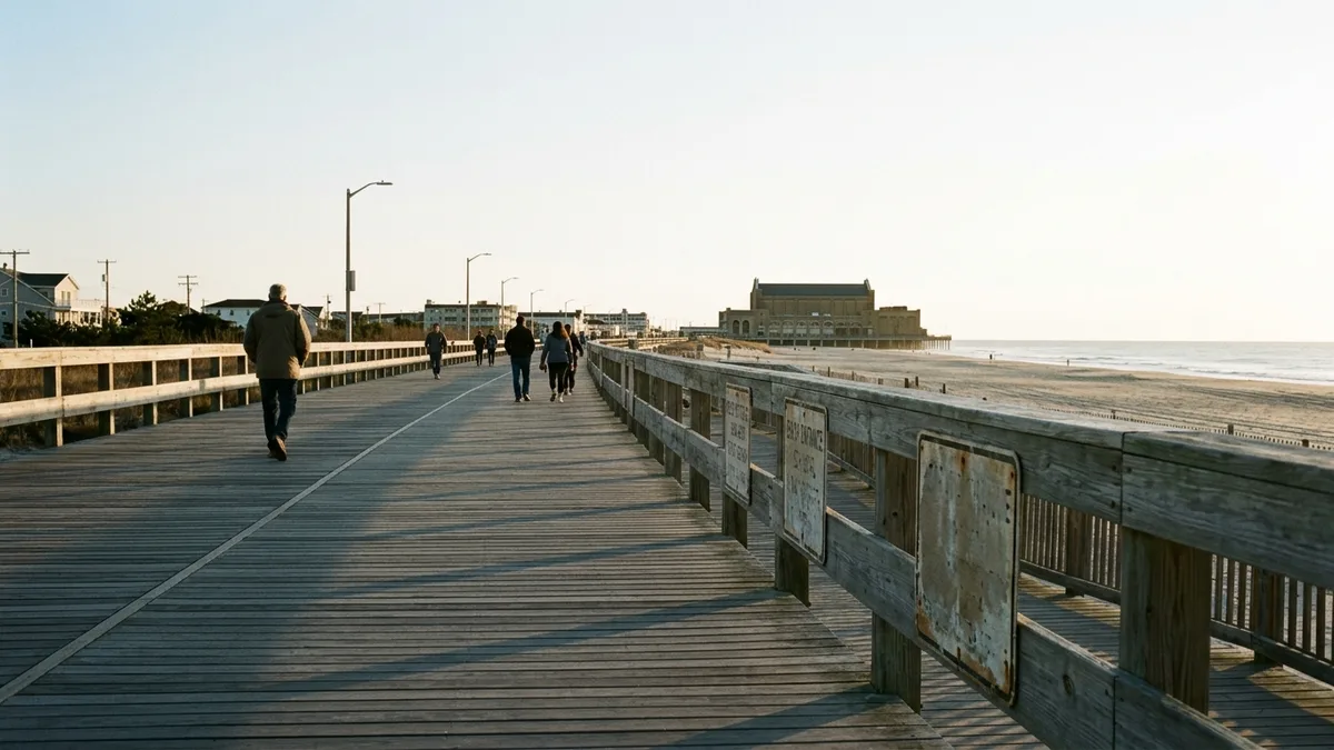 Asbury Park boardwalk toward Convention Hall, a short term rental NJ shore market