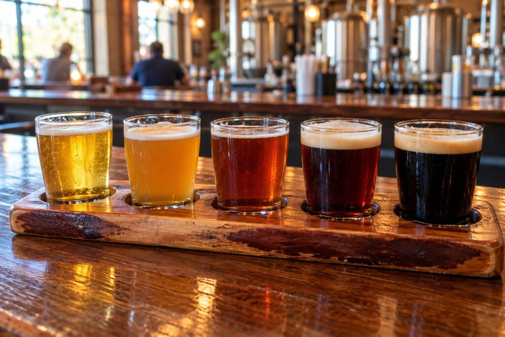 Craft beer tasting flight