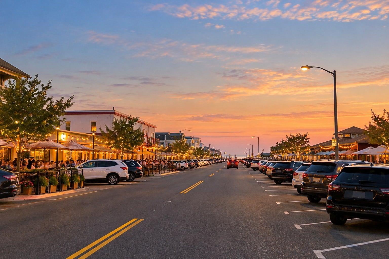 Outdoor dining on Main Street in Bradley Beach