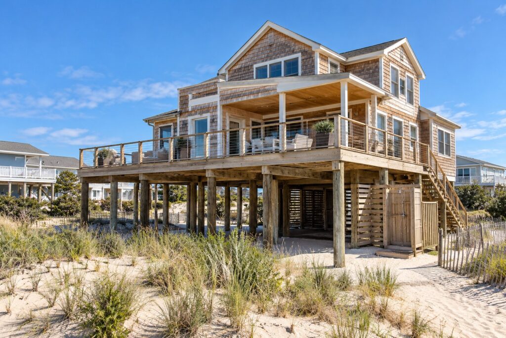 Raised beach house on Long Beach Island