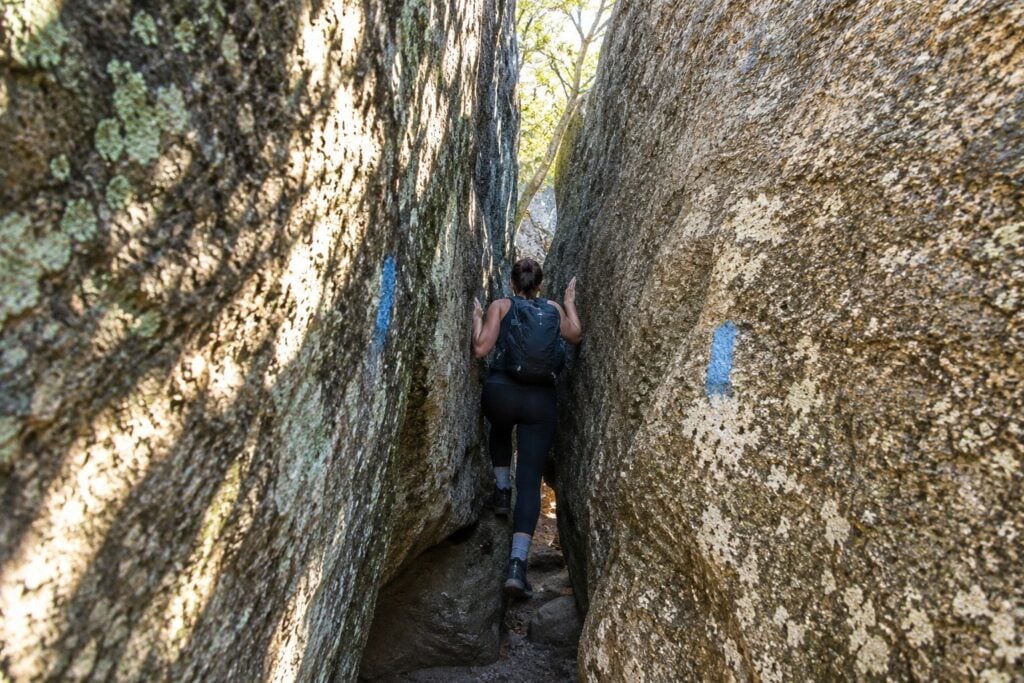 Hiker in the Old Rag rock scramble