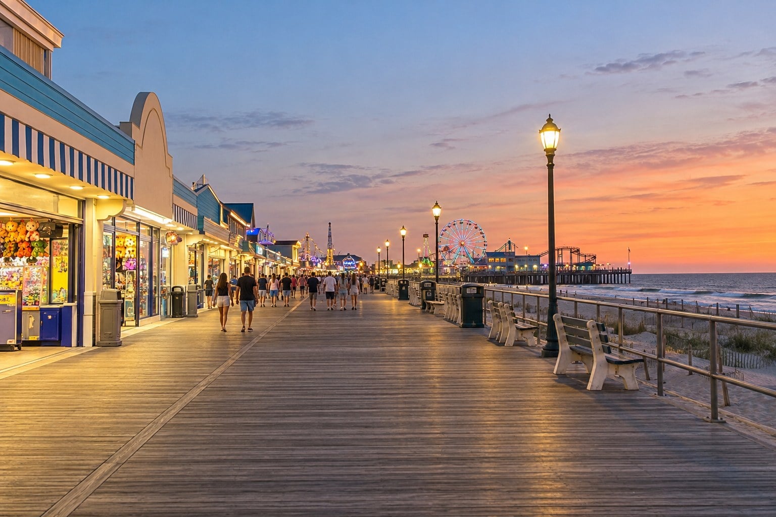 Point Pleasant Beach boardwalk on a summer evening