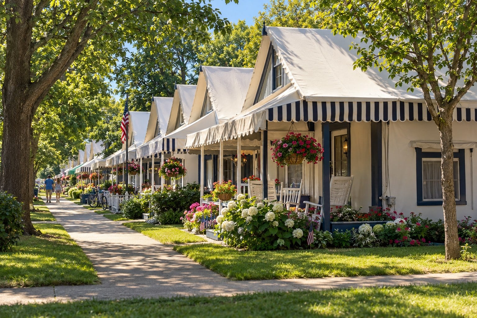 Row of Tent City tents in Ocean Grove