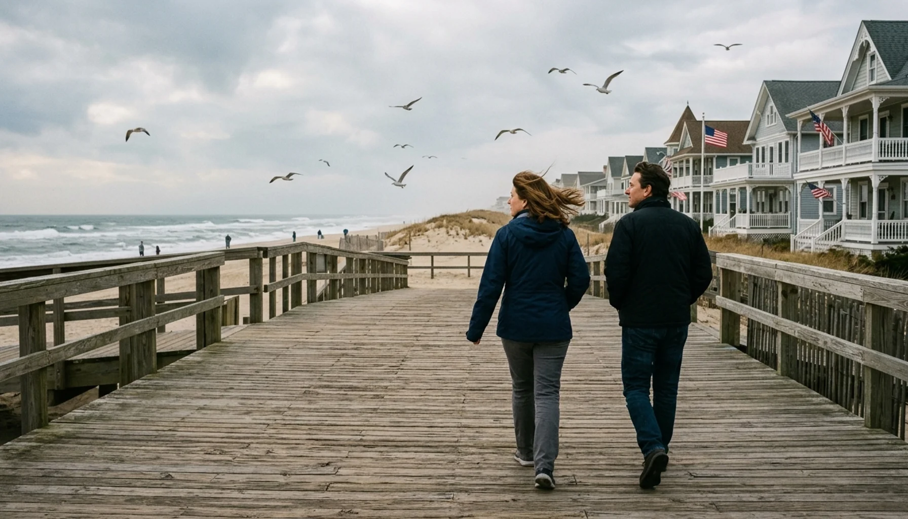 Visitors walking the boardwalk in Ocean Grove, one of the best Jersey Shore vacation spots along the coast