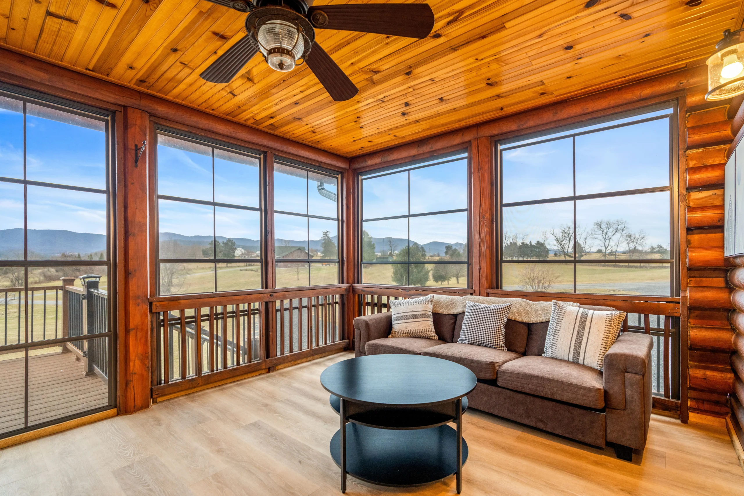 Mountain-view sunroom at a Luray VA cabin, a feature that shapes how much an Airbnb makes in Luray VA