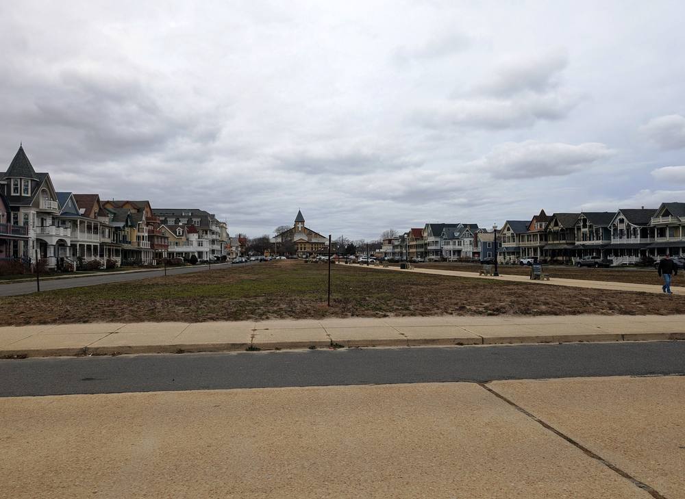 Ocean Path Park and the Great Auditorium in Ocean Grove, New Jersey