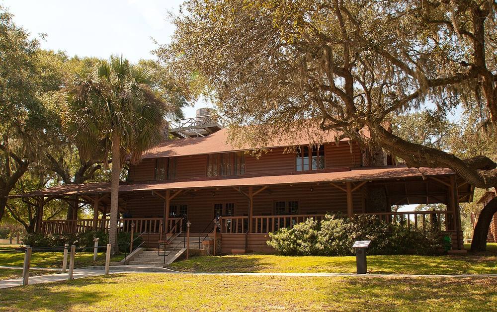 The historic 1930s lodge at Camp Helen State Park, Florida