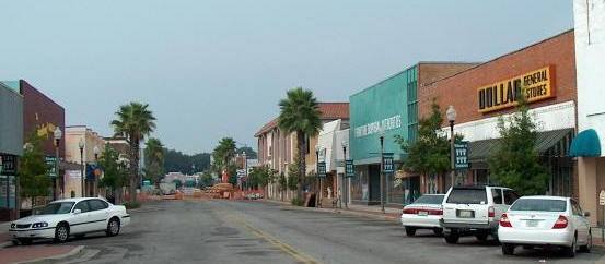 A street in historic downtown Panama City, Florida